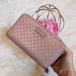 Gucci Microguccissima Pink Leather Zippy Wallet